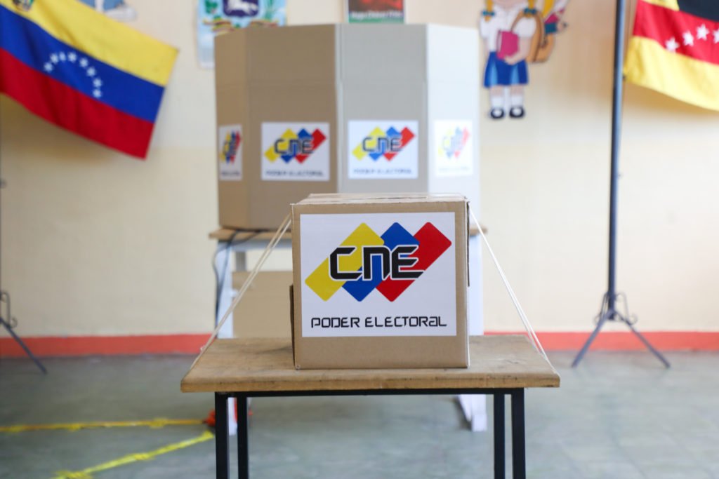 MIRANDA, VENEZUELA - MAY 25: An electoral box is seen at a polling station during election day in Miranda, Venezuela, on May 25, 2025. (Photo by Ivan Mcgregor/Anadolu via Getty Images)